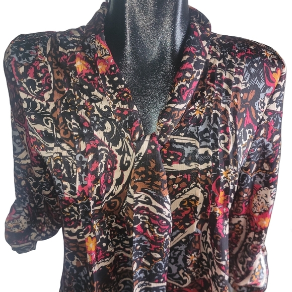 New Directions Elegant Multicolor Paisley Blouse Sz.PS - Picture 2 of 7